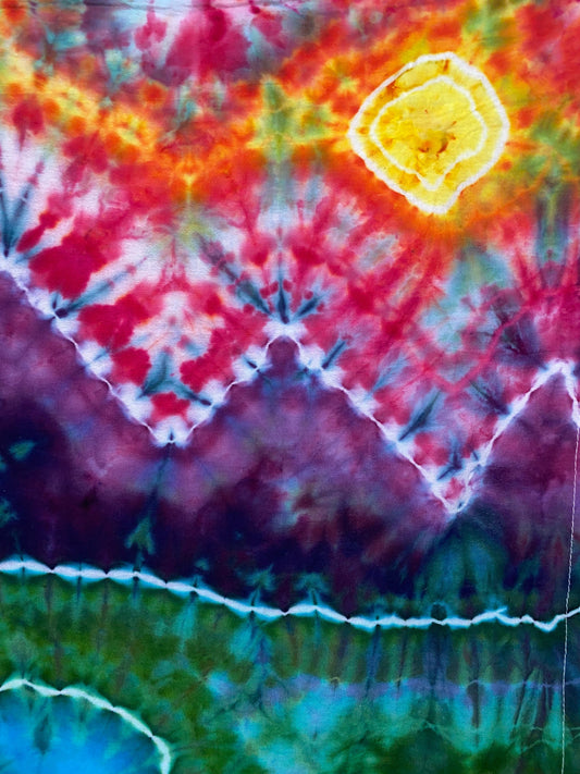 Sunset Over The Mountains Tie Dye Tapestry