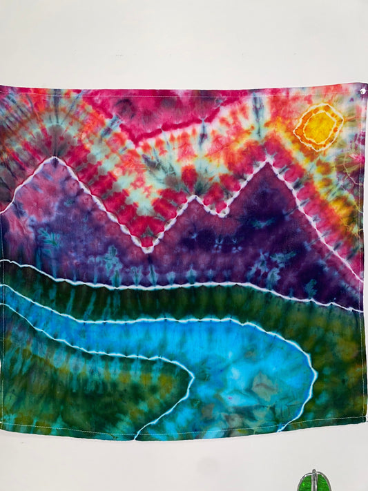 Sunset Over The Mountains Tie Dye Tapestry